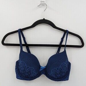 Victoria's Secret Bra Women's 32D Blue Lace Lined Demi Body by Victoria